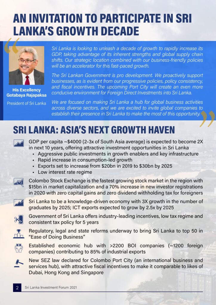 Why Invest in Sri Lanka – Embassy